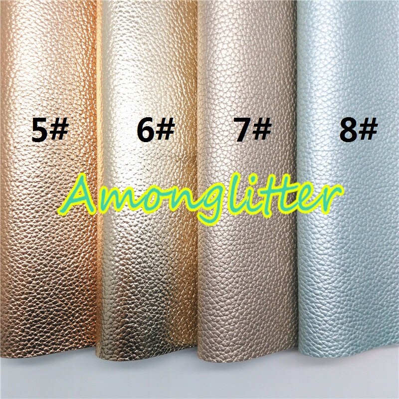 Amonglitter Rose Gold Gold Synthetic Leather, Litchi Faux Leather Fabric Sheets for DIY Bows Bags 21x29cm A4 size MB009