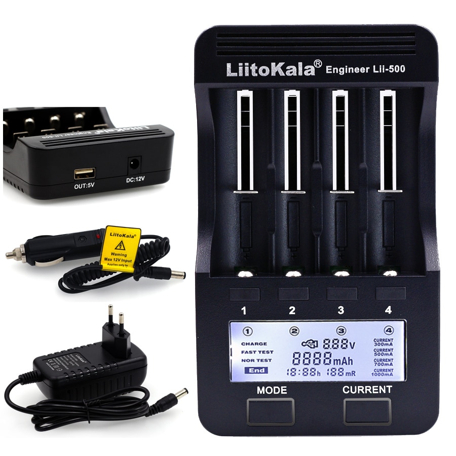 Liitokala Lii-500 400 300 402 202 100 S1 3.7 V/1.2 V AA/AAA 18650/26650/16340/14500/10440/18500 Batteria Caricatore con schermo LCD