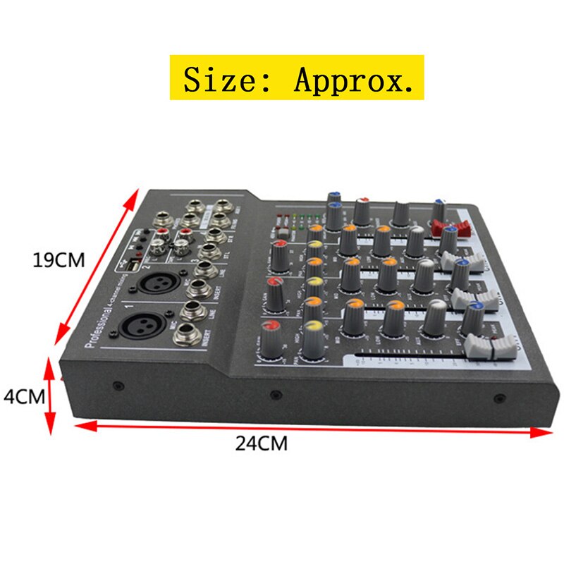 Mini Portable Audio Mixer with USB DJ Sound Mixing Console MP3 Jack 4 Channel Karaoke 48V Amplifier for Karaoke KTV Match Party