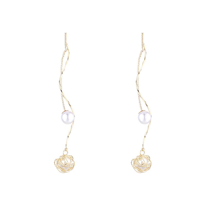 MS Betti Concise perla estrella pendientes chaqueta mate color oro S925 pin Nueva joyería directo de fábrica