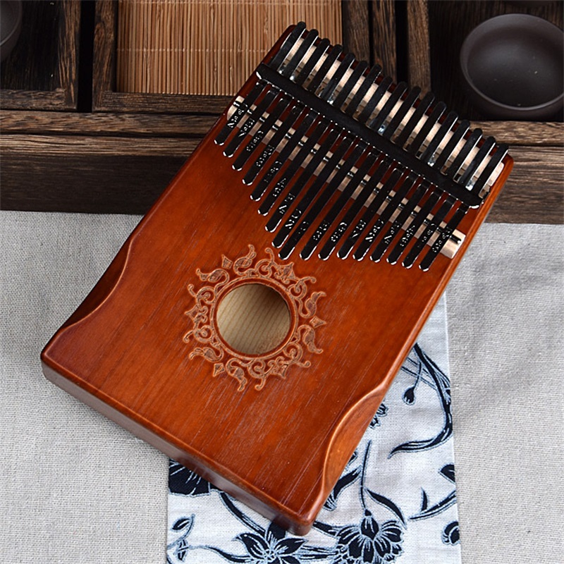 Piano de pulgar Kalimba, 17 teclas, portátil, flexible, hecho por una sola tabla, madera de caoba de