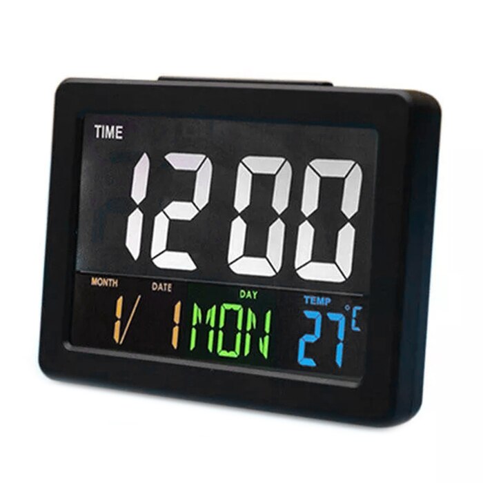 LED Alarm Desktop Digital Clock Home Temperature LCD Display Multifunction Electronic Large Calendar With Temperature: Default Title