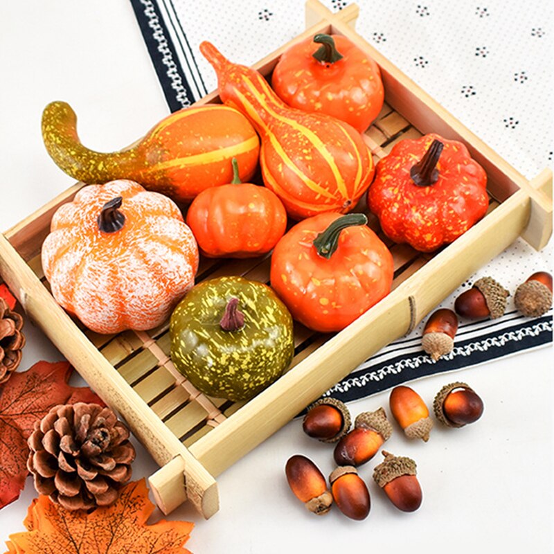 50 Stks/set Simulatie Pompoen Gouden Herfst Pompoen Halloween Pompoen Thanksgiving Decoratie Pompoen Props