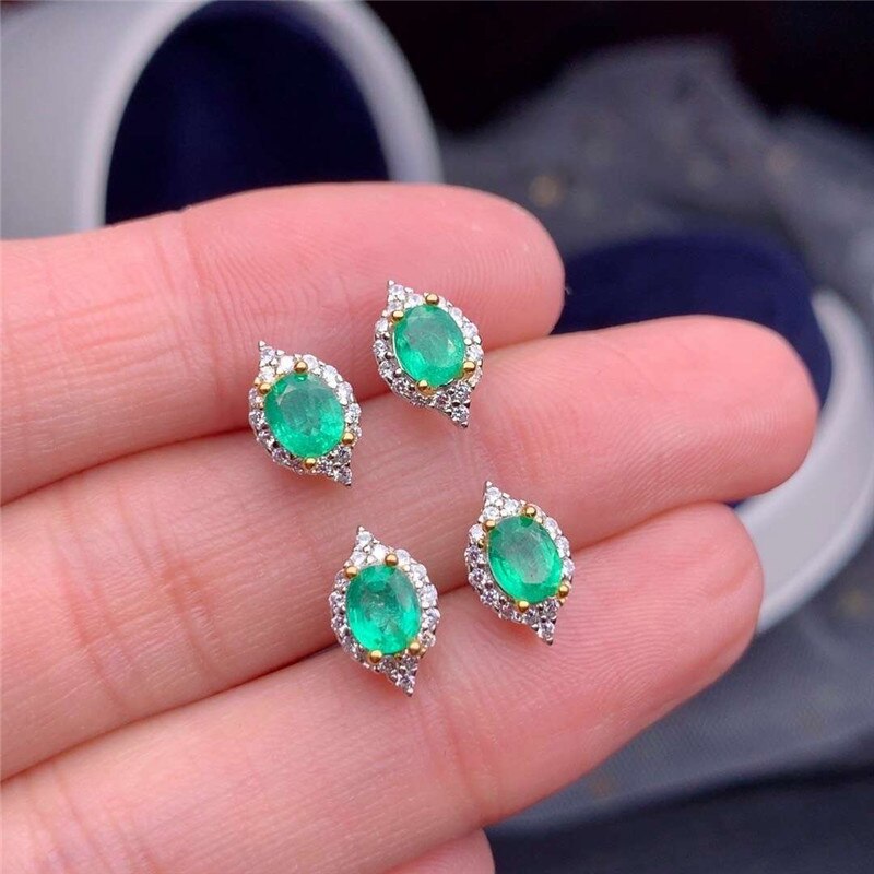 Supporto di rilevamento del 925 in argento naturale smeraldo verde smeraldo della signora orecchini in platino supporto di prova