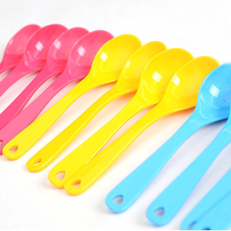 12 Stuks 11.5*3Cm Baby Peuter Voeden Lepel Veilig Plastic Baby Training Eten Lepel Set Voedsel