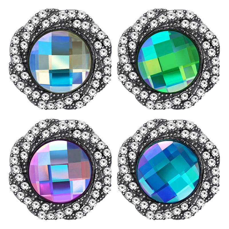 KZ3560 Round Crystal Faceted glass Colorful 18MM snap buttons fit DIY 18MM snap bracelet snap jewelry Christmas