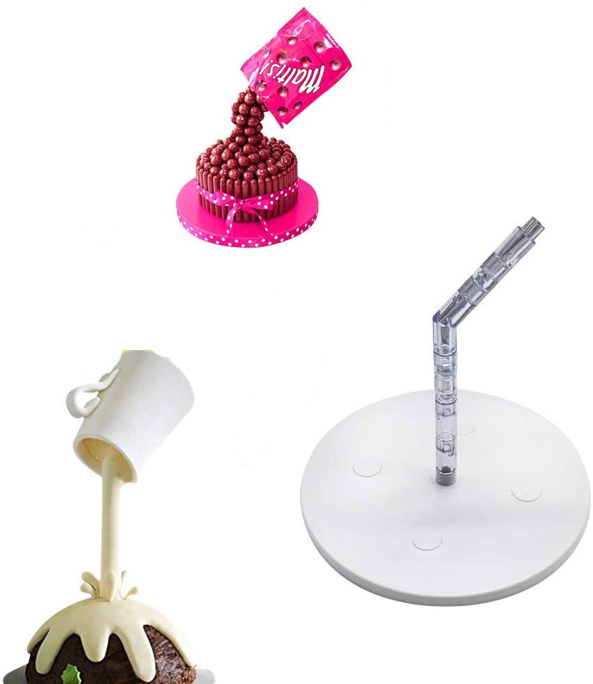 Anti Gravity Cake Pouring Kit, Cake Stand Support Structure Frame, Reusable Cake Decorating Straws for Birthday Wedding