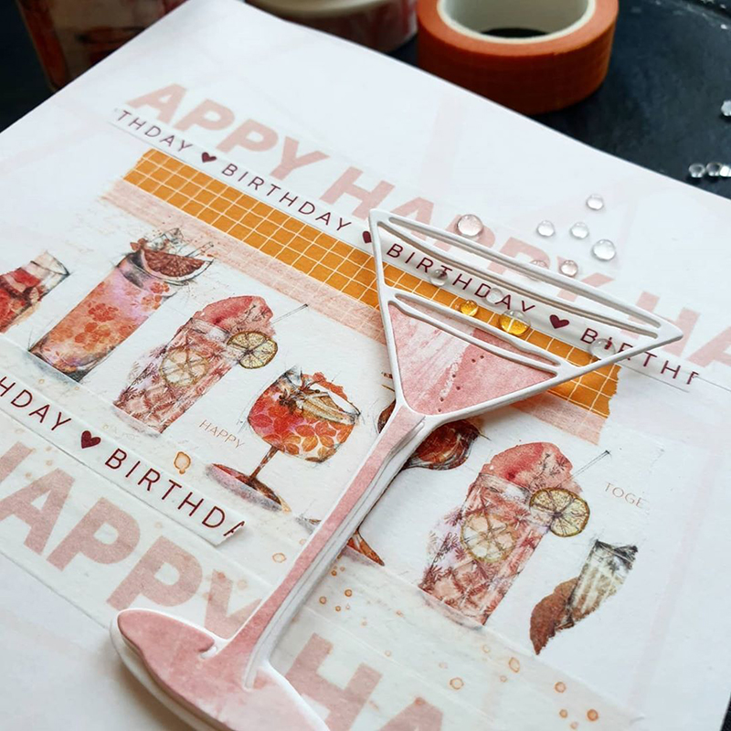 Ch vin glass og blomster metall kutte dies 3d diy scrapbooking karbon skarp håndverk dør foto invitasjonskort dekorasjon