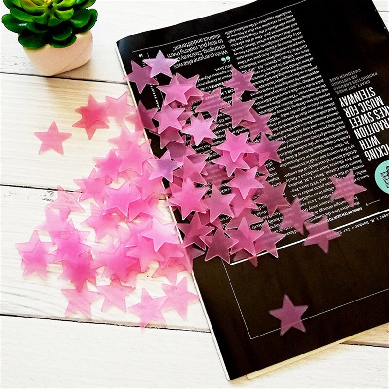 100pcs/bag 3cm Glow in the Dark Toys Luminous Star Stickers Bedroom Sofa Fluorescent Painting Toy PVC Stickers for Kids Room