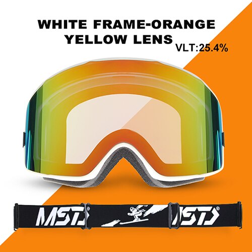 Mosodo skibriller cylindriske sne alpinski briller ultra bredt synsfelt mænd og kvinder skibriller: 1 orange gul linse
