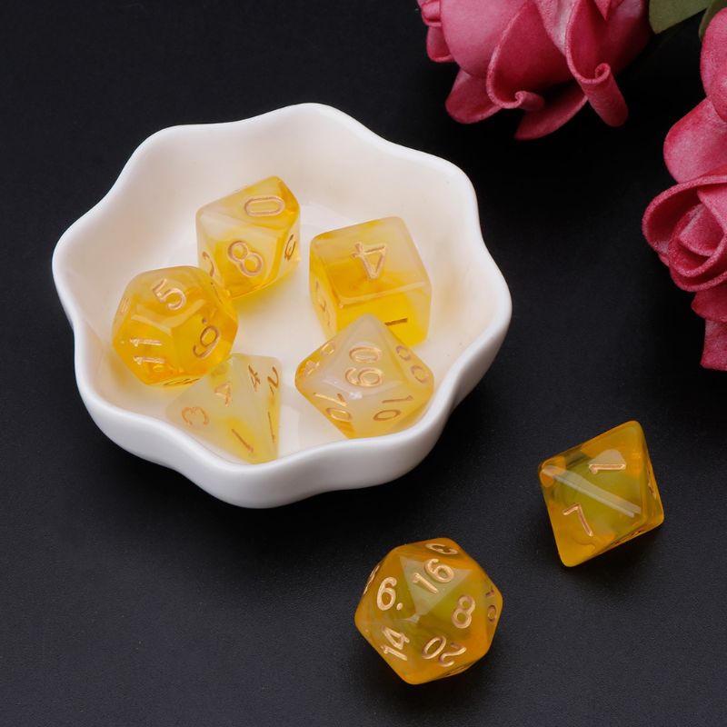 7pcs/set Polyhedral Sided Dice D4 D6 D8 D10 D12 D20 For Poly Table Game