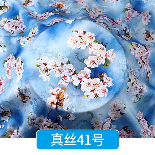 Chinese Zijde Stof Door De Meter Pure Zijde Katoen Hoogwaardige Voor Jurk Bloemen Rok Cheongsam Flower Gedrukt Zachte brocade Naaien: Silk 41