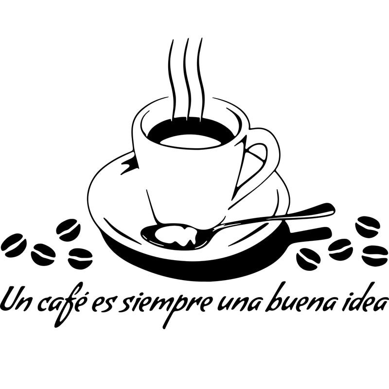Un cafe es sirmpre una buena idé spansk væg klistermærke stue restaurant mærkater tapet boligindretning kaffe klistermærker