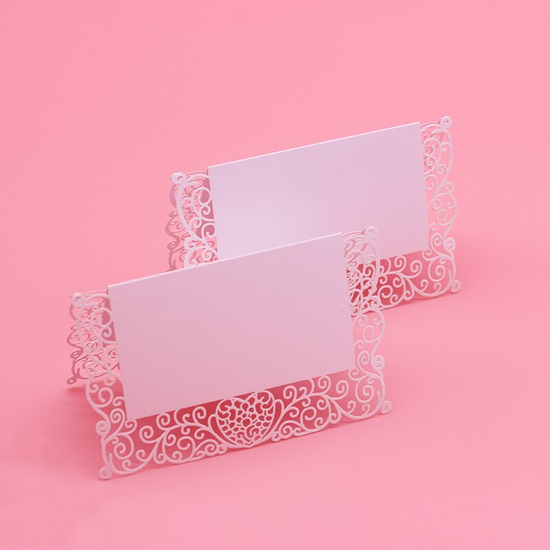 100 stks/partij Cut-out skelet Kant Bloemen Bruiloft Verjaardagsfeestje Tafel Naam Wijn Voedsel Gast Zetels Plaats Kaarten Gunst decoratie