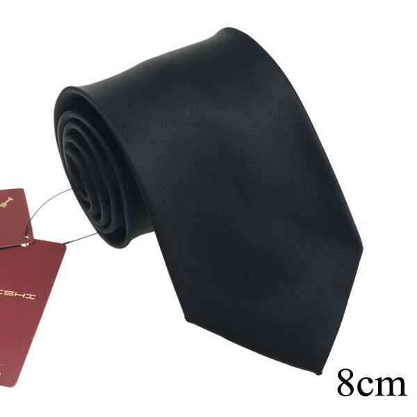 HUISHI Classic Simple Plain Black Mens Ties Business Stripe 8cm And 6cm Neckties Jacquard Woven Polyester Slim Wedding: TP-12