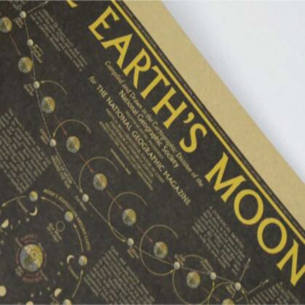 Kraftpapier Muursticker Astronomie Wetenschap Poster Planeet De Aarde Maan Poster Raamsticker Home Decor 1Pc