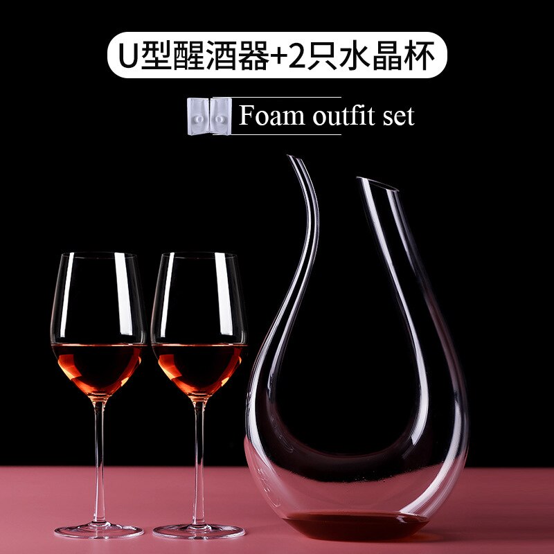 1500ML Red Wine Crystal Glass Set Box Goblet Wine Set Bordeaux Red Wine Glass Decanter Set High-end Drinking Utensils: Foam outfit Set C