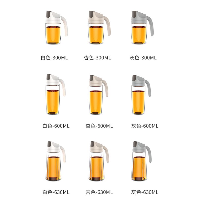Leakproof Glass Oil Bottle Kitchen Oil Pot Automatic Opening Seasoning Can Condiment Dispenser Olive Oil Contanier with Handle