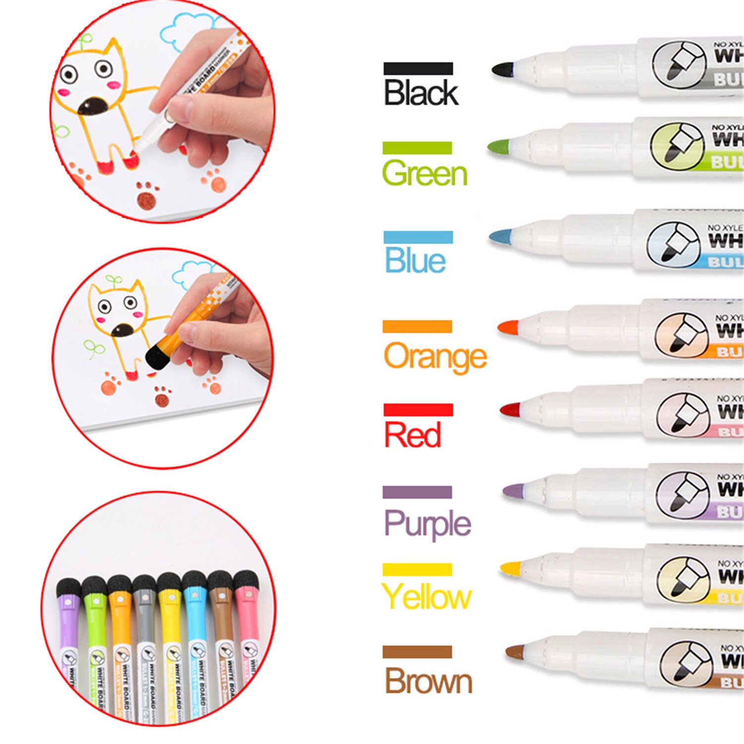 Magnetische Whiteboard Pen , 8 Stks/partij Tekening En Opname Magneet Uitwisbare Droog White Board Markers Schoolbenodigdheden Studen Pen