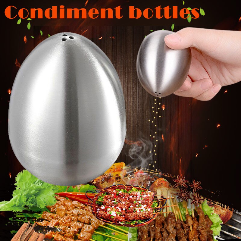 1 Pcs Durable Stainless Steel Egg-Shaped Salt Pepper Shaker Table Server Kitchen Tool Bouteilles de condiments RT99