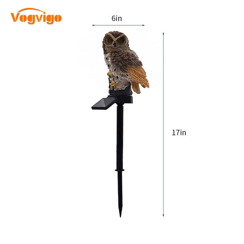 Led Solar Power Outdoor Tuin Waterdichte Uil Stake Lawn Licht Exterieur Night Lights Uil Vorm Zonne-energie Energia Lamp: Bruin