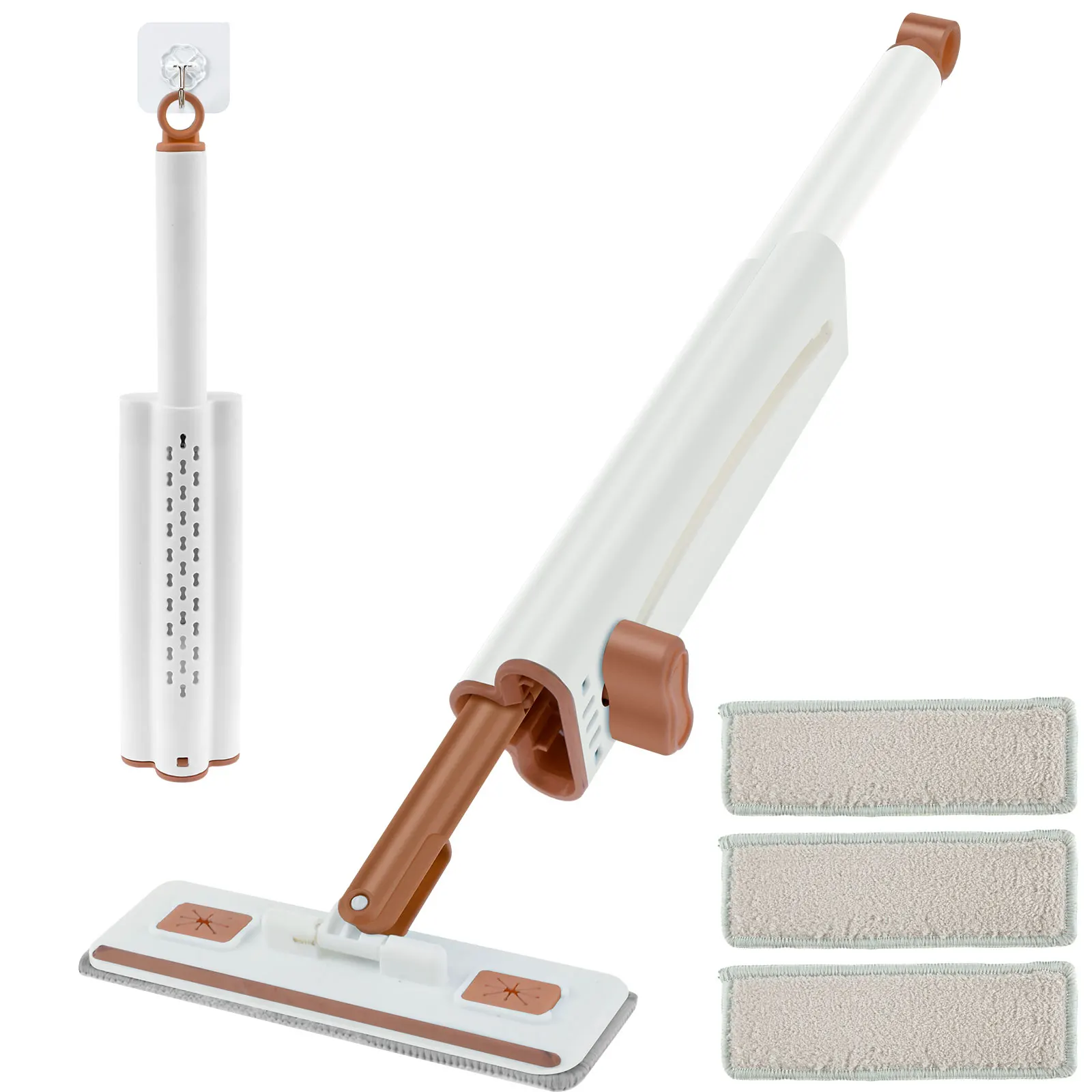 Mini Mop Zelfknijpende Mop Handsfree Reiniging Opvouwbare Thuis Mops met 4 Vervangende Doek Pad Huishoudelijke Keuken Schoonmaken tool: Blauw