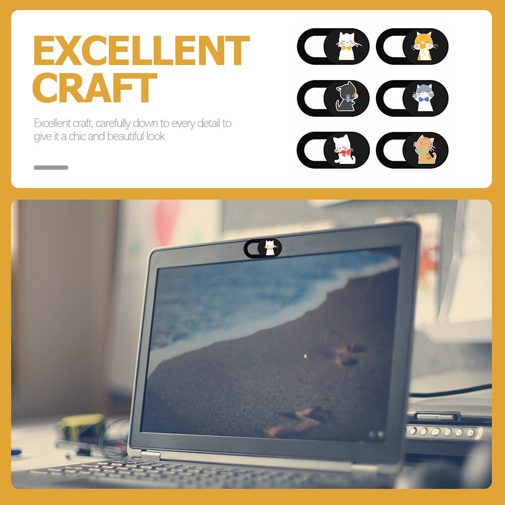 6 pcs laptop camera cover slide adorable pattern camera slide blocker protector