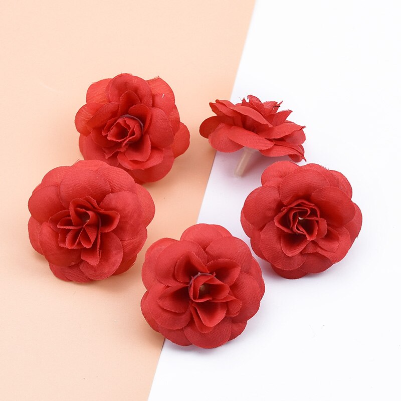 20 stk kunstige planter dekorative blomster kranse scrapbog bryllup boligindretning diy slik æske silke roser blomstervæg: Farve 4