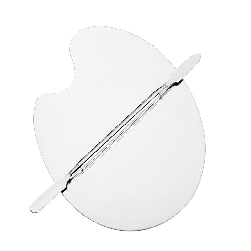Stainless Steel Makeup Mixer Nail Art Polish Mixing Plate Foundation Eyeshadow Eye Shadow Mixing Palette Spatula Rod Tool FY219