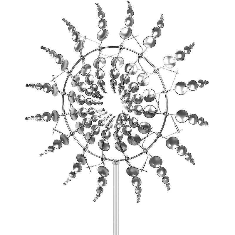 Unique Metal Windmill Kinetic Magical Wind Spinners with Garden Stake 3D Wind Powered Sculptures Move Patio Garden Decoration