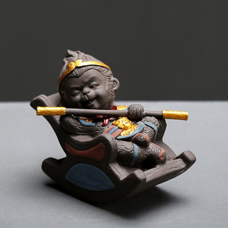 Zen Feng Shui Rey Mono té mascota coche adornos arcilla púrpura hecho a mano artesanías creativas juego de té Kung Fu juego de té