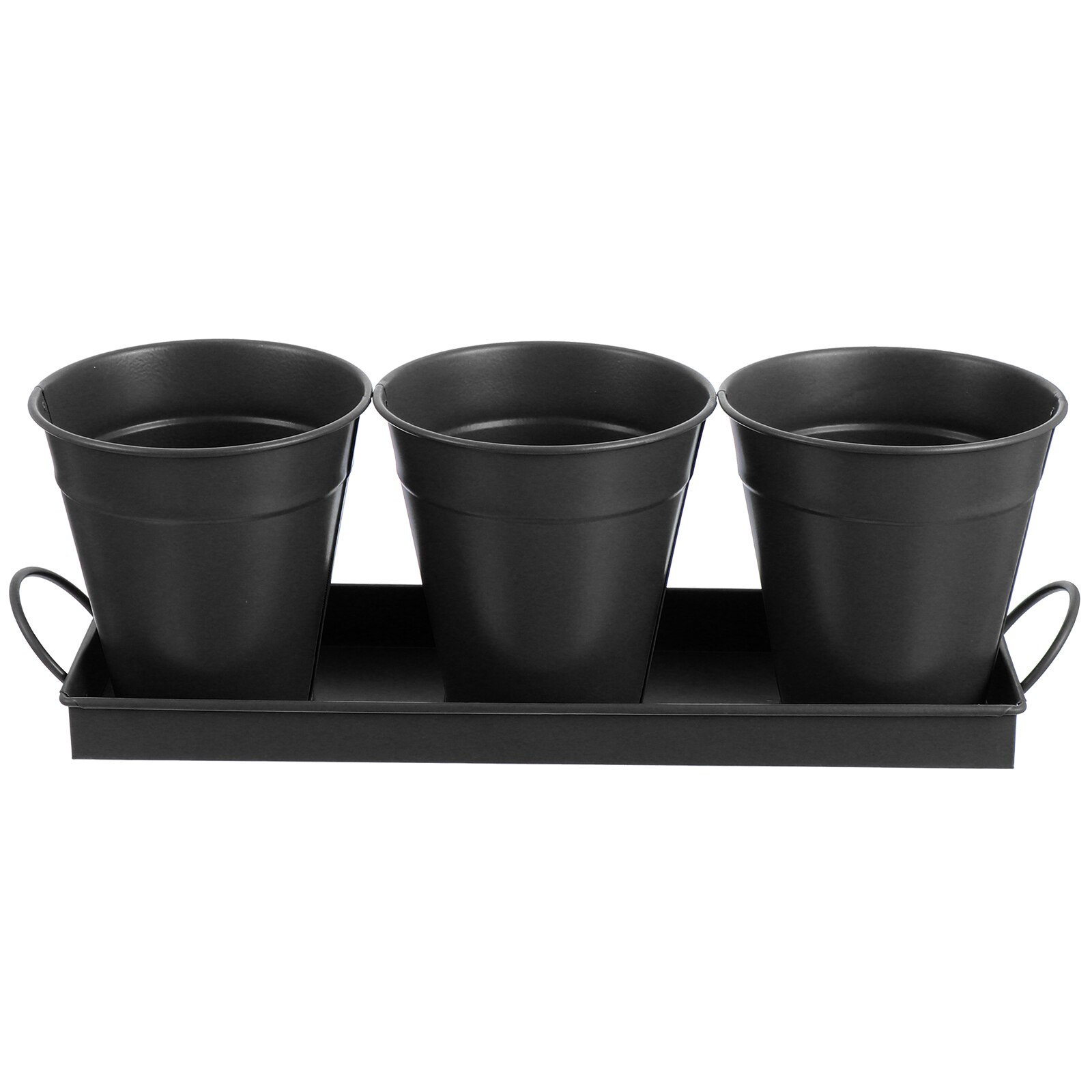 3pc Flower Iron Bucket Planter Pot with Tray Retro Flower Buckets Succulents Pot