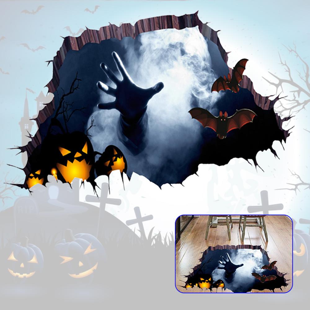 3D Scary Een Hand Grijpen Spider Web Muursticker Floor Mural Verwisselbare Halloween Familie Party Achtergrond Decoratie
