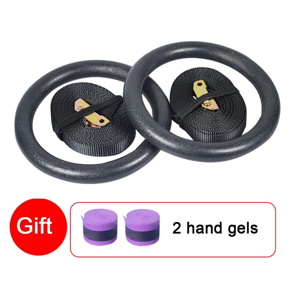 20241 Pair Wooden Gymnastic Rings with Adjustable Buckle Straps 330lbs