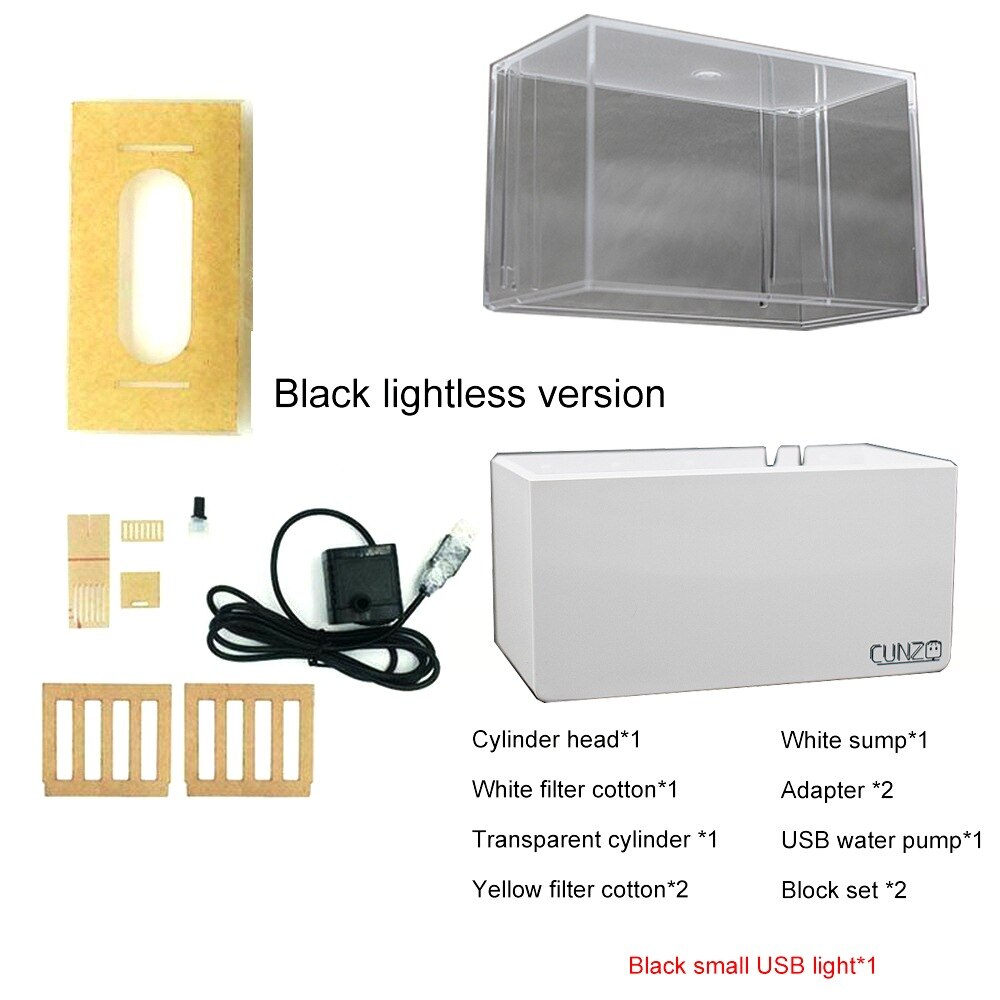 Mini Aquarium de bureau lumière LED Aquarium poissons bol avec filtre à eau USB pompe à Air Filtration Betta poisson bol réservoirs Aquario: White No LED