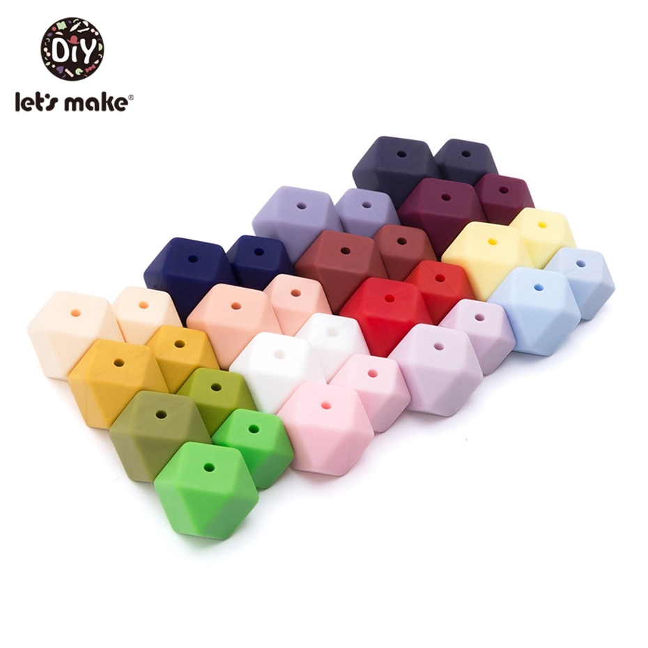 Hacer cuentas de silicona para mordedor 20PC grande 17mm geométrico hexagonal collar de dentición DIY pulsera cuentas de silicona