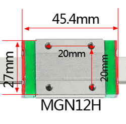 Guía lineal MGN12 de 12mm, 400mm de largo = 400mm para carril lineal + MGN12C o MGN12H para carro lineal largo para eje CNC X Y Z: MGN12H