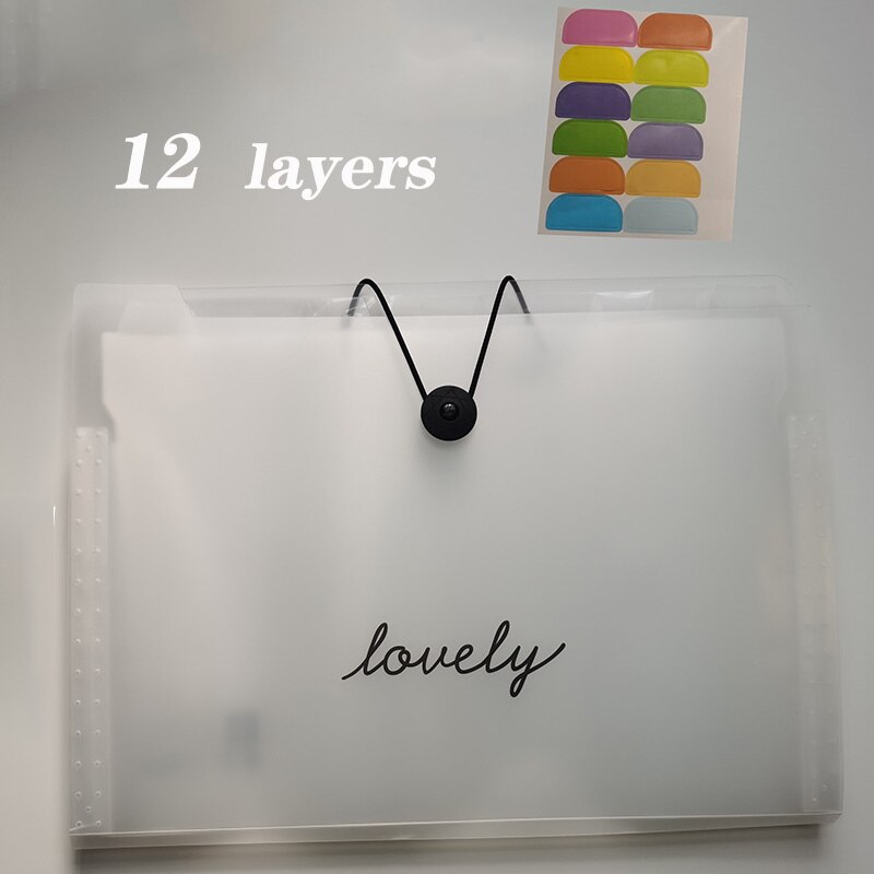 A4 File Bag 12 Layers Data Book Large Capacity File Holder File Organizer Office Stationery: Transparent