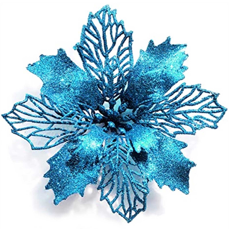 Juleglitter julestjerne kunstige blomster juletrepynt plast til kranser girlander bryllupsdekor