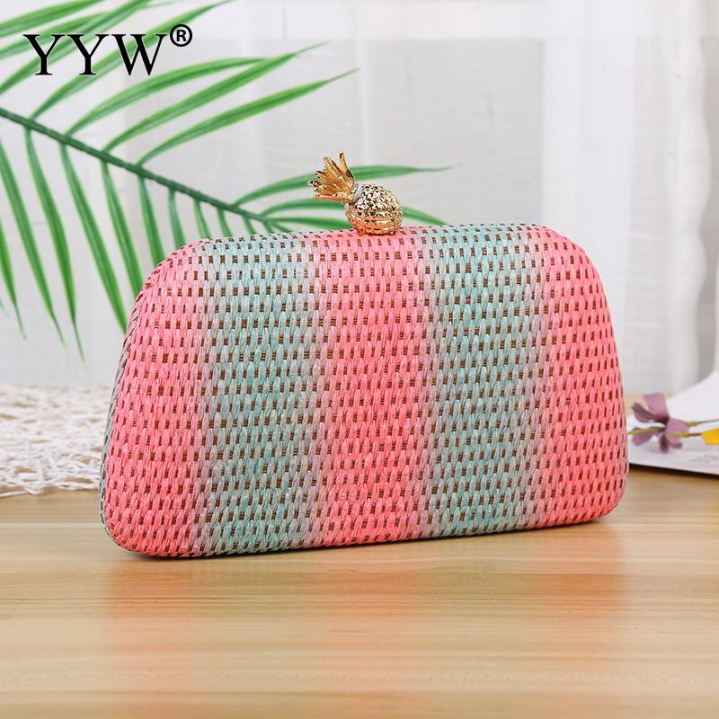 Bolso de mano de paja de de noche de bolso de mano de diamantes de imitación para mujer Mini caja bolso de bandolera de cadena bolso de la muchacha de forma cuadrada