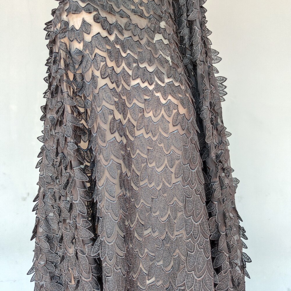 Pure Silk Evening Dress Wedding 100% Silk wing silk black lace chiffon silk embroidery silk charmeuse