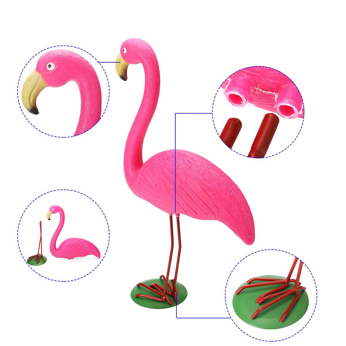 Lyserød unik levende flamingo ornament sæt have udendørs græsplæne lys dekoration ornament hjem haven gård værelse harpiks + metal
