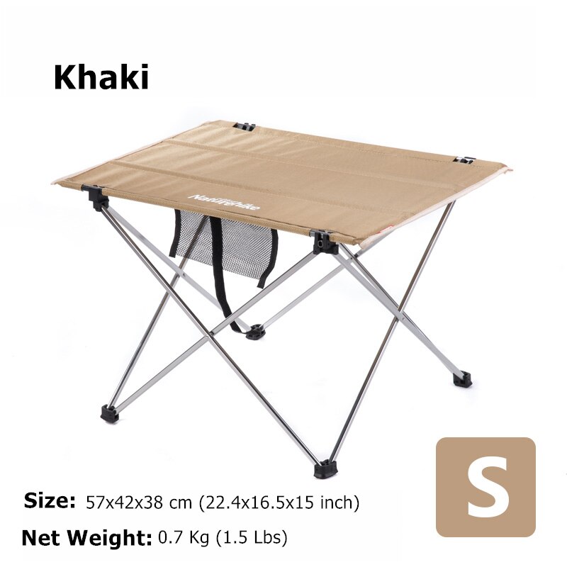 Naturehike folde picnicbord multifunktionelt aluminium ultralet bærbart campingbord udendørs møbler foldbart bord: Khaki-s