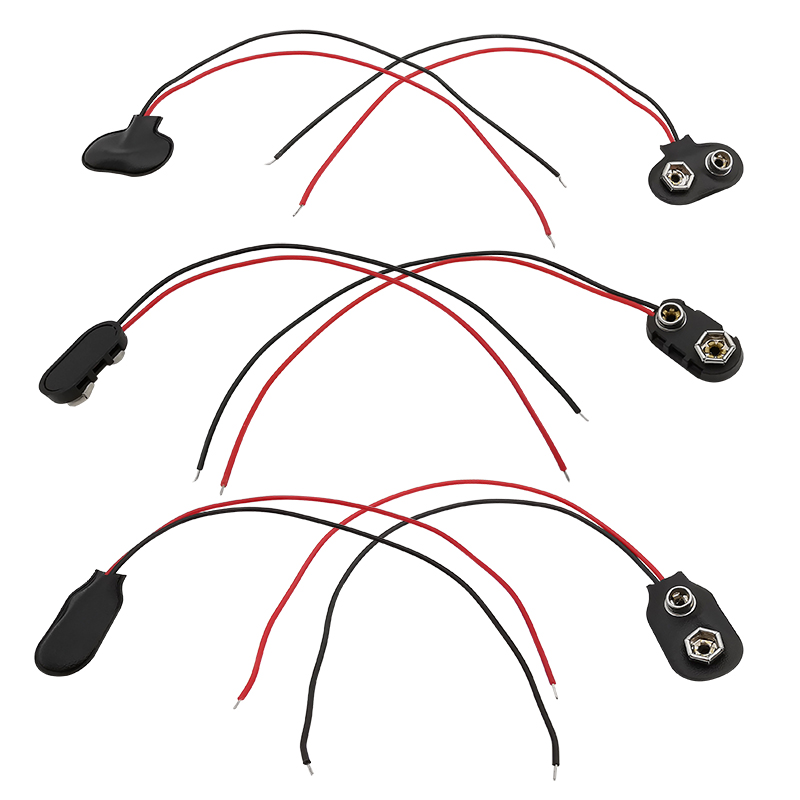 5pz 9 V connettore clip batteria I/T tipo 9 volt fibbia batteria scatta cavi custodia 5.5x2.1mm DC spina maschio per Arduino fai da te