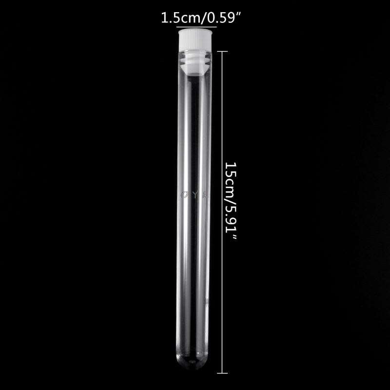 10Pcs Plastic Test Tubes Lab Test Tool With Screw Cap Transparent 15 * 150mm