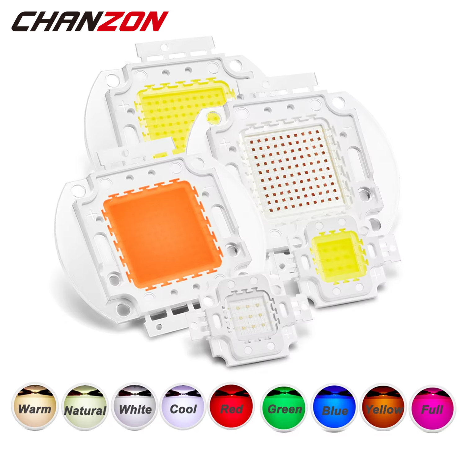 CHANZON 1pc Chip LED de alta potencia 10W 20W 30W 50W 100W blanco frío Natural cálido rojo verde azul amarillo RGB 440NM 660NM espectro completo