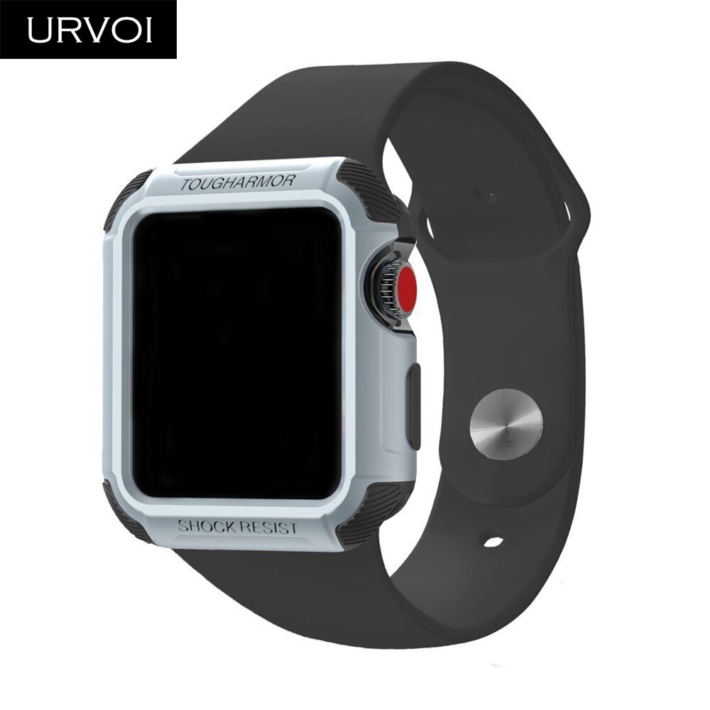 URVOI-funda protectora de silicona para Apple Watch series 3, 2 y 1, protectora completa de color metálico de 38 y 42mm