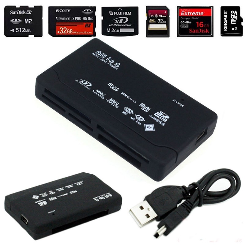 Alles In Een Kaartlezer USB 2.0 480 Mbps Compact Flash SD Ultra CF MD T-Flash Geheugenkaarten Reader Laptop accessoires