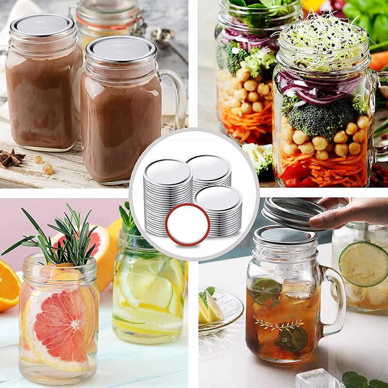 80/100 Pcs Regelmatige Mond Inblikken Deksels 70/86Mm Mason Jar Inblikken Deksels Herbruikbare Split-Type Deksels Lek proof Accessoire