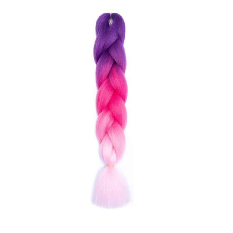 Estensioni trecce jumbo sintetiche da 24 pollici Capelli lunghi Yaki intrecciati lisci Capelli afro di colore Ombre per le donne